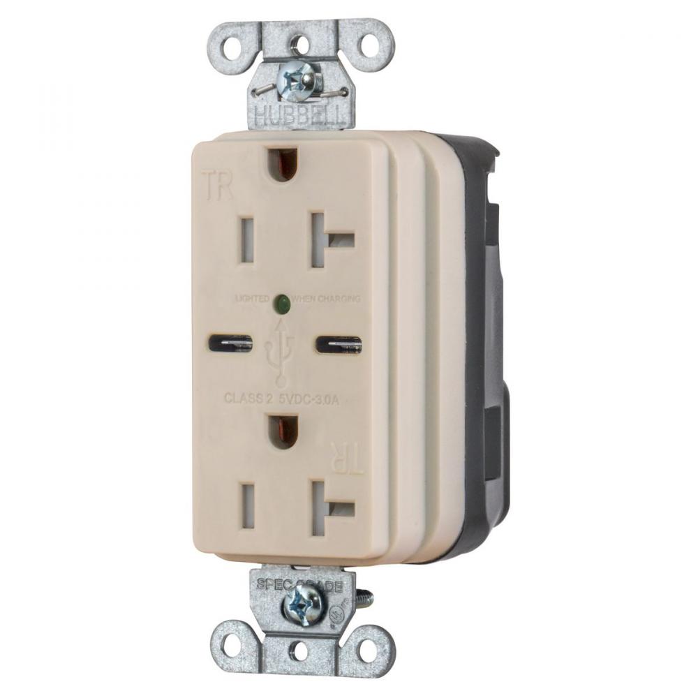 USB CHG SNAP 20A125V DUP 5A PORT C, LA