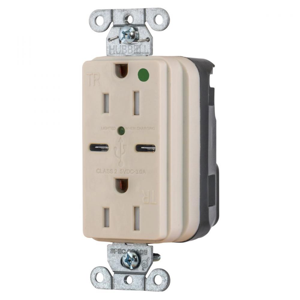 USB CHG SNAP HG 15A125V DUP 5A PT C, LA