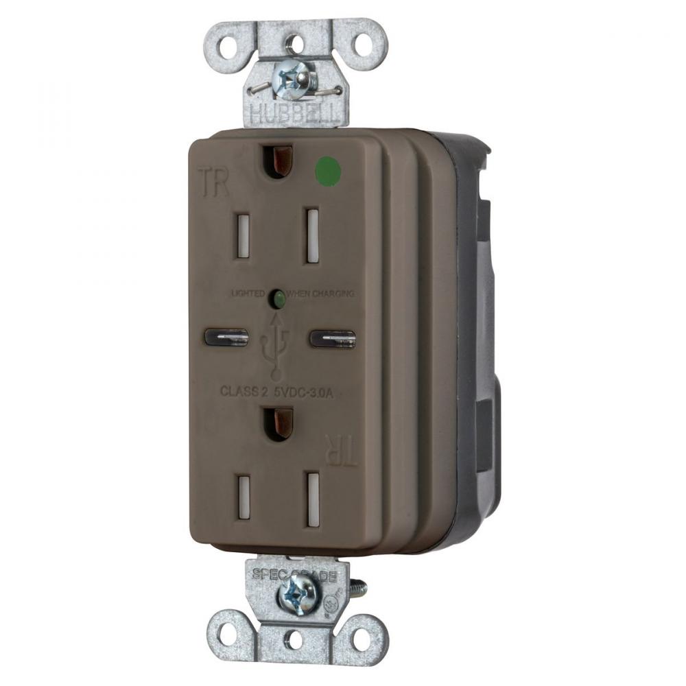 USB CHG SNAP HG 15A125V DUP 5A PT C, BR