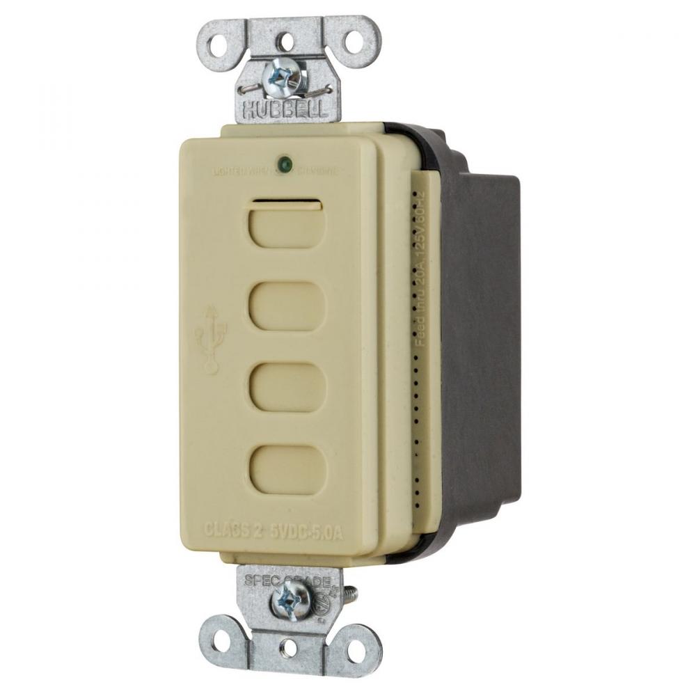 USB CHRGR 4 PORT 5AMP 5 TYPE C, IVORY