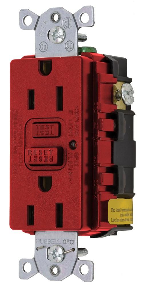 15A 125V COM LED GFCI, RD, BULK