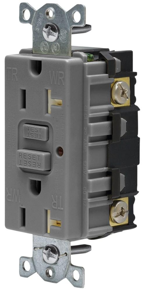 20A 125V COMM LED TAMPER-RES GFCI, GY