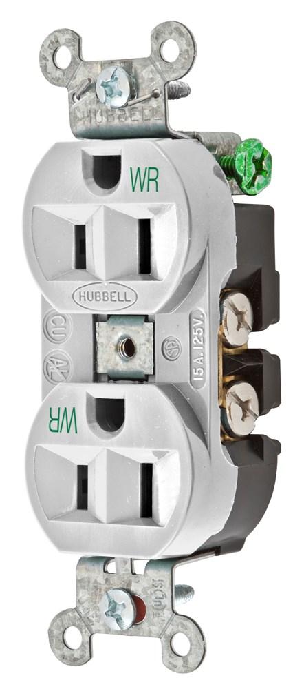 HUBBELL PRO WR RECPT, DUP, 15A 125V, OW