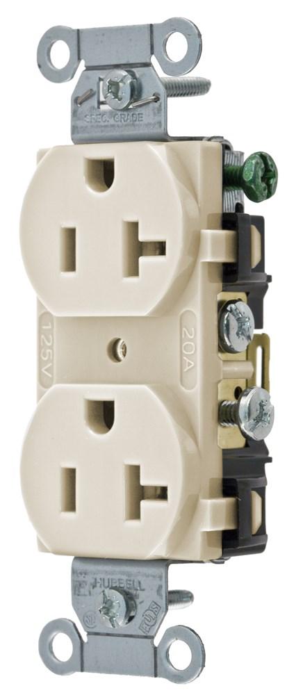 DUP RCPT, COMM GRD, 20A 125V, 5-20R, AL