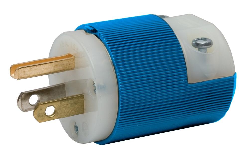 PLUG, 15A 125V, 5-15P, BLUE/W