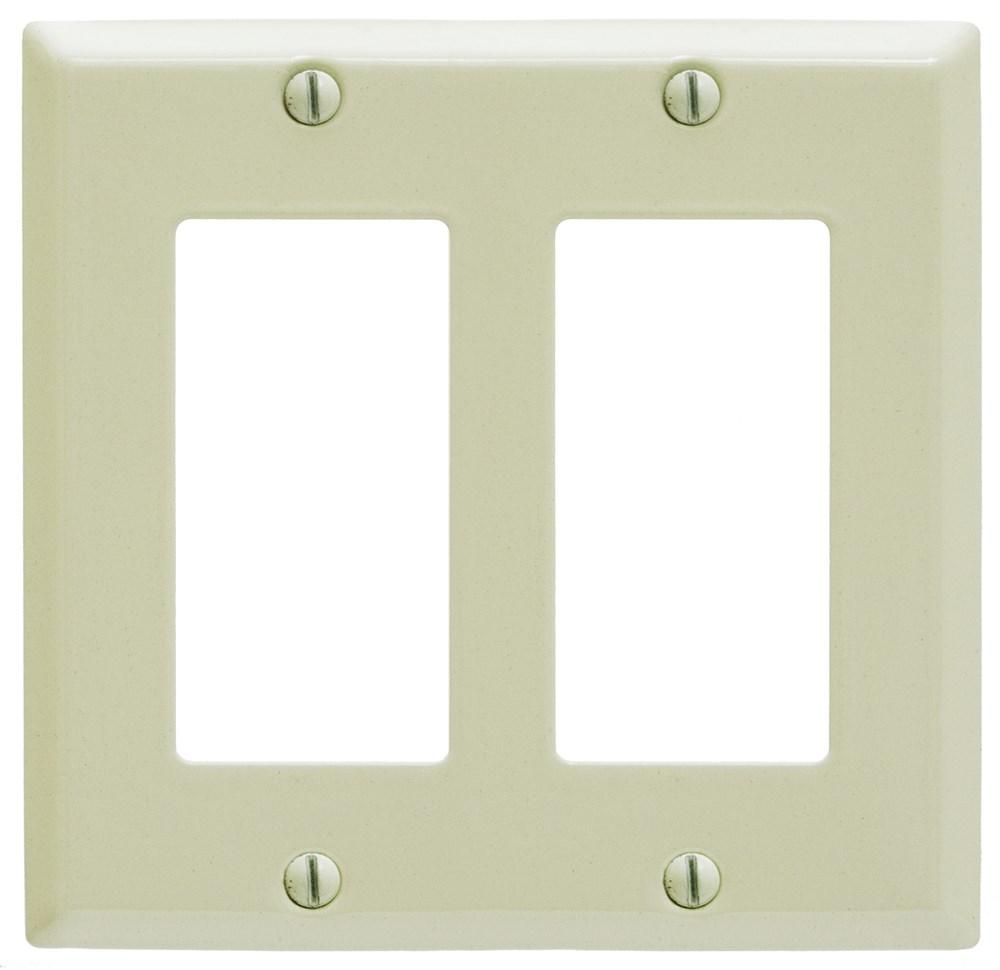 ALMOND PAINTED STEEL 2 GANG RECTANGULAR