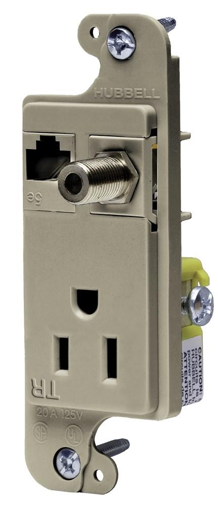 JLOAD 15A MEDIA OUTLET TR,  ALMOND