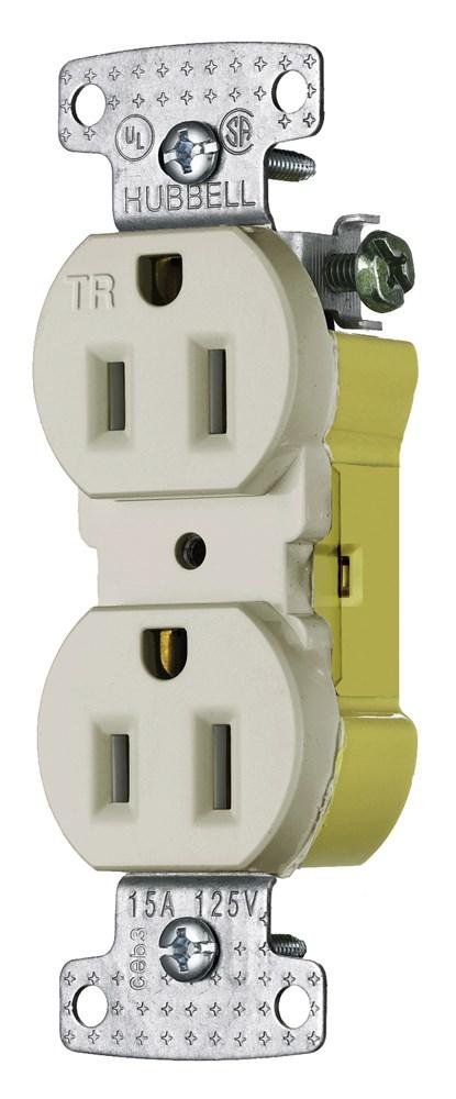 RCPT, DUP, TR, 15A 125V, PUSHTERM, LA
