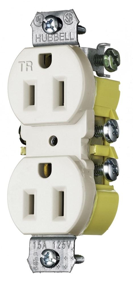 RCPT, DUP, TR, 15A 125V, CUT EARS, LA