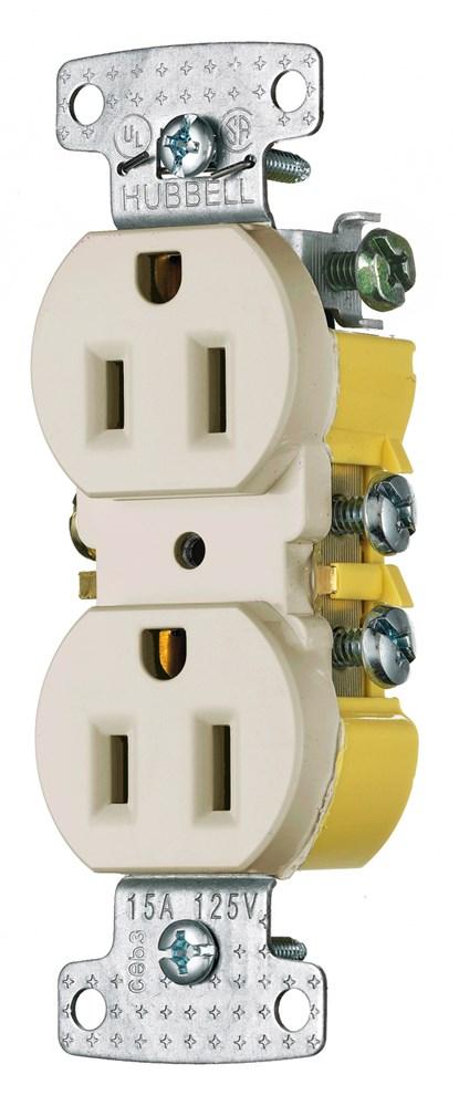 RESI DUP RCPT, 15A 125V, SELF GRND, LA
