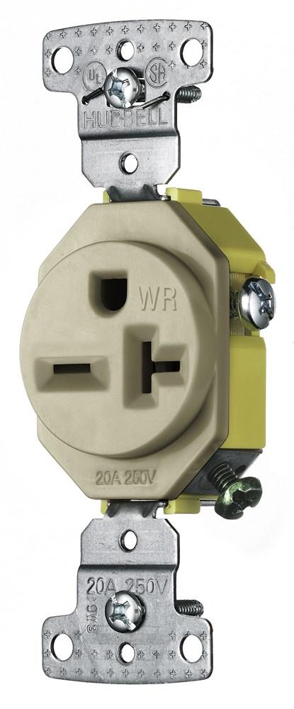 RESI SGL RCPT, 20A 250V,WR, AL