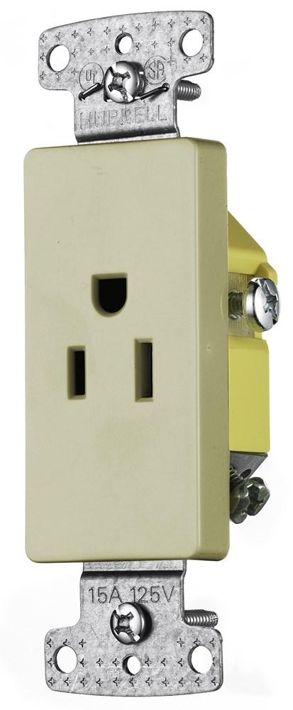 RESI SGL RCPT, 15A 125V, S GRND, DEC, IV