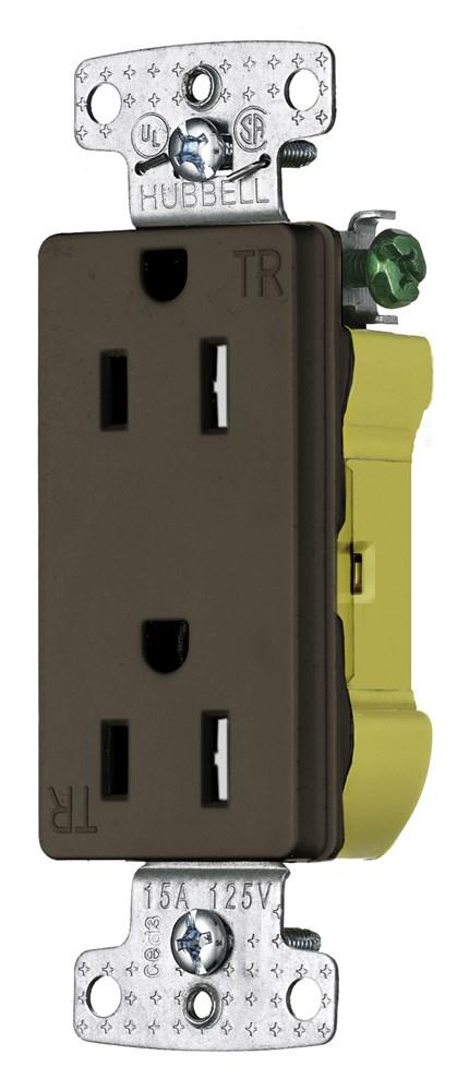 RCPT, DUP, DEC, TR, 15A 125V, P-TERM, BR