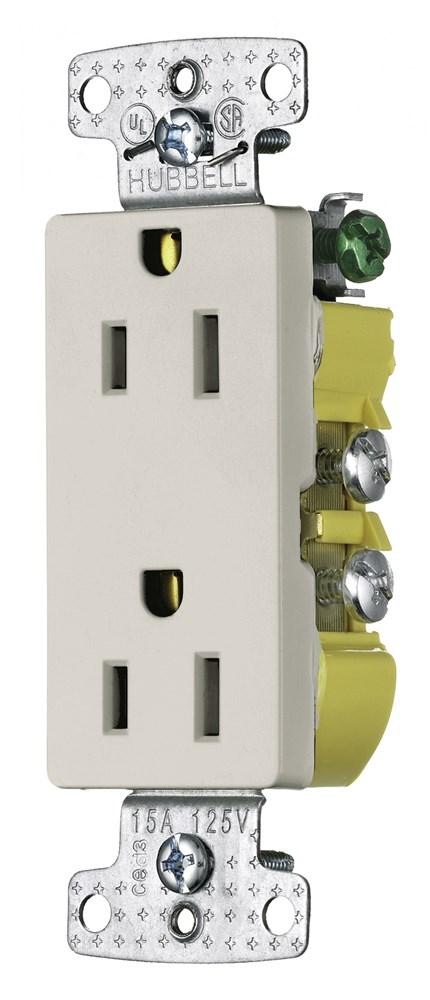 RESI DUP RCPT, 15A 125V, DEC, S GRD, LA