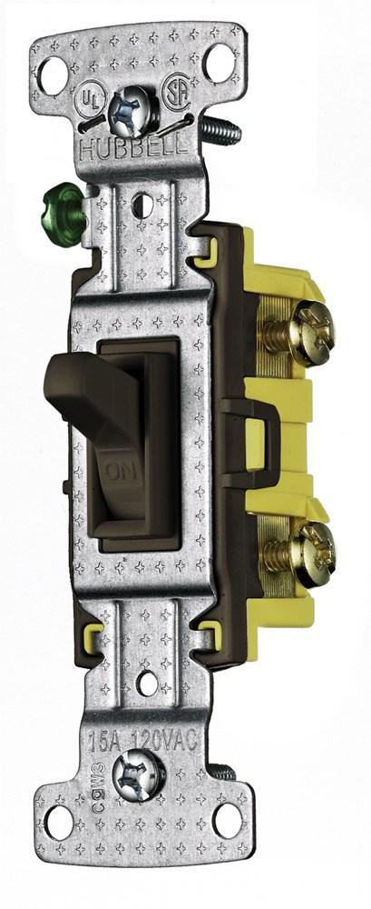 RESI TOG SWITCH, SP 15A 120V, S GRD, BR