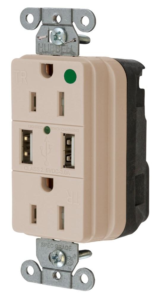 USB CHGR SNAP HG 15A125V DUP 3A5V PT LA