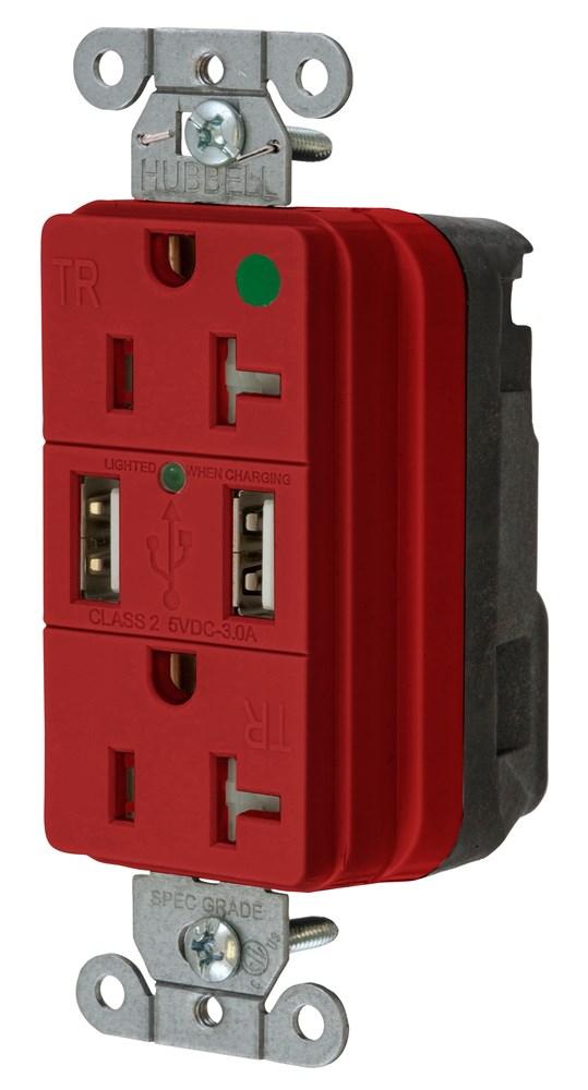 USB CHGR SNAP HG 20A125V DUP 3A5V PT RD
