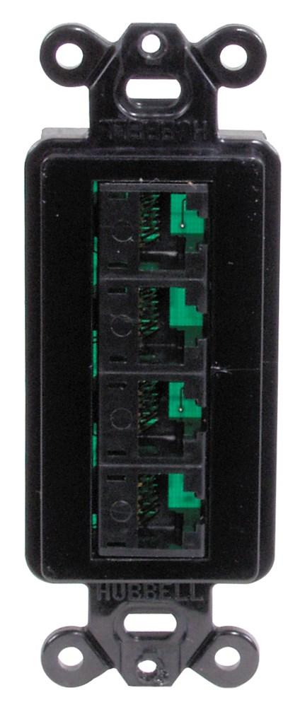 PLATE, DECORATOR,ADPT,4P,CAT5E,568B,BK