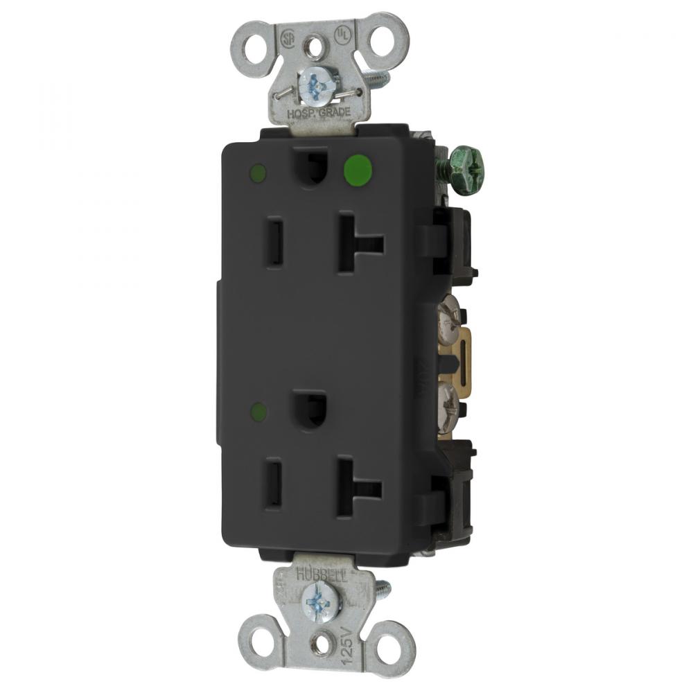 RCPT DECO DUP HG HUBPRO 20A/125V LED BK