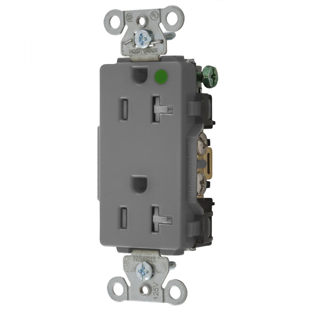 RCPT DECO DUP HG HUBPRO 20A/125V TR GY