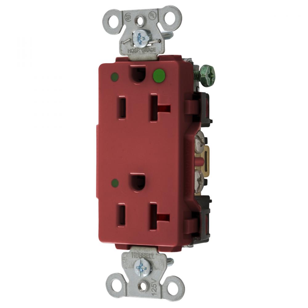 RCPT DECO DUP HG HUBPRO 20A/125V LED RD