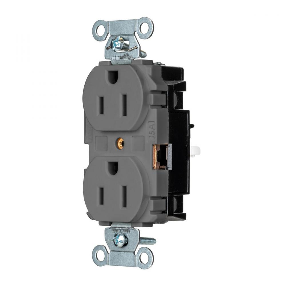 PRO RCPT, COM, SPRG TRM, 15A 125V, GY