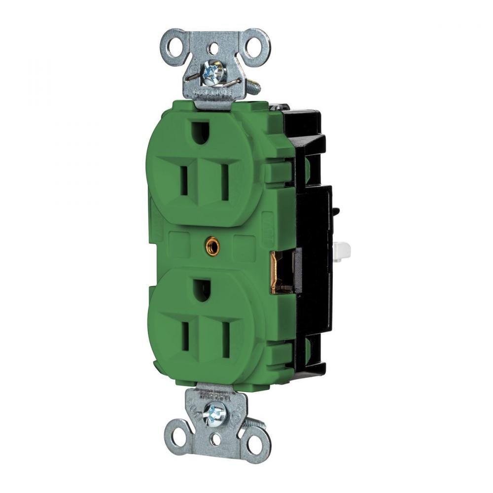 PRO RCPT, IND, SPRG TRM, 15A 125V, GN