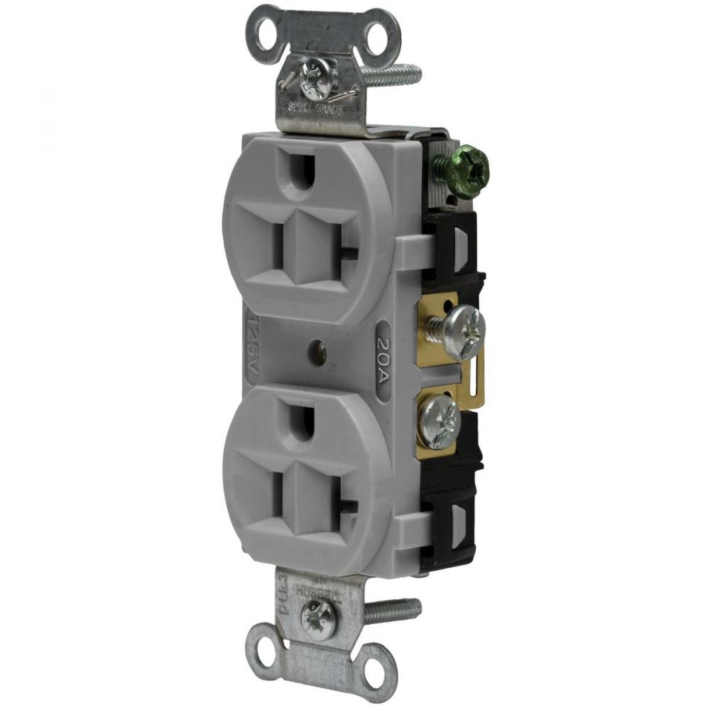 10RCPT, DUP SB, HUBPRO, 20A 125V, FG, GY