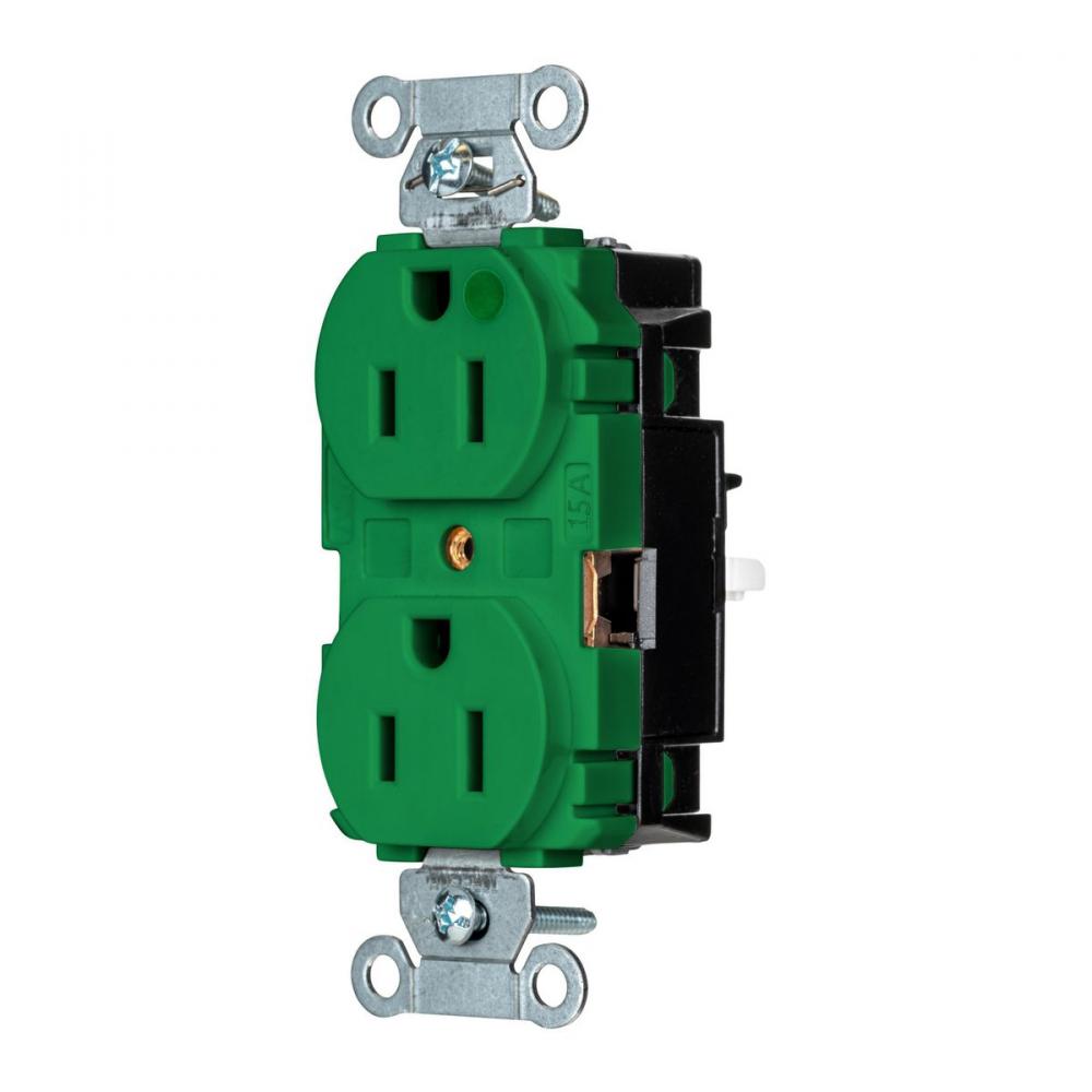 PRO RCPT, HG, SPRG TRM, 15A 125V, GN