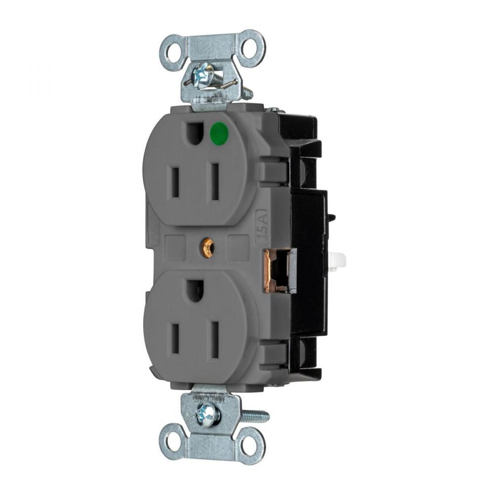 PRO RCPT, HG, SPRG TRM, 15A 125V, GY
