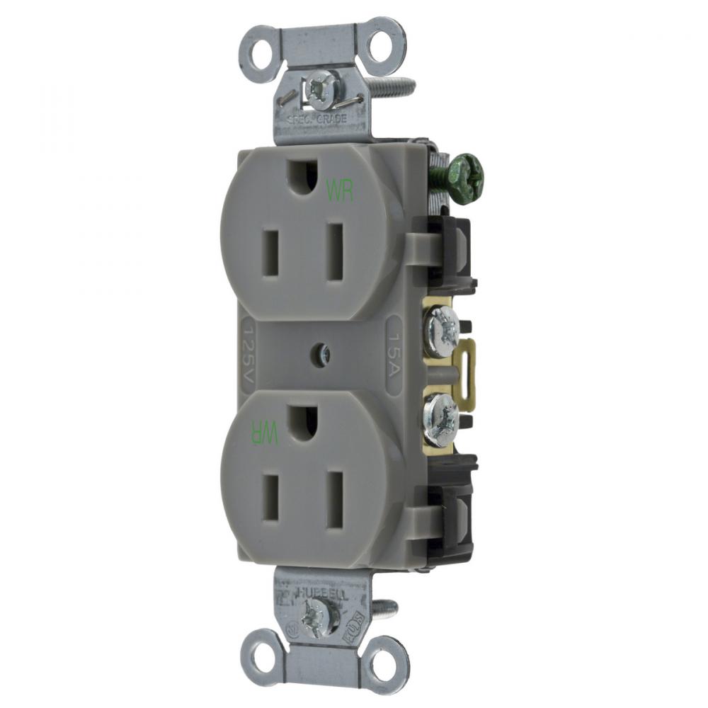 WTR RES, COM GRD, 15A 125V, 5-15R, GY