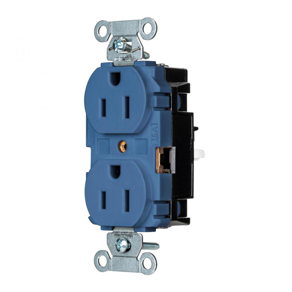 DPLX RCPT, COM, SPRG TRM, 15A 125V, BL