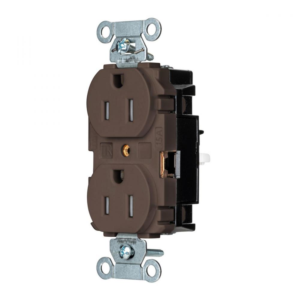 DPLX RCPT COM, TR, SPRG TRM 15A 125V, BR