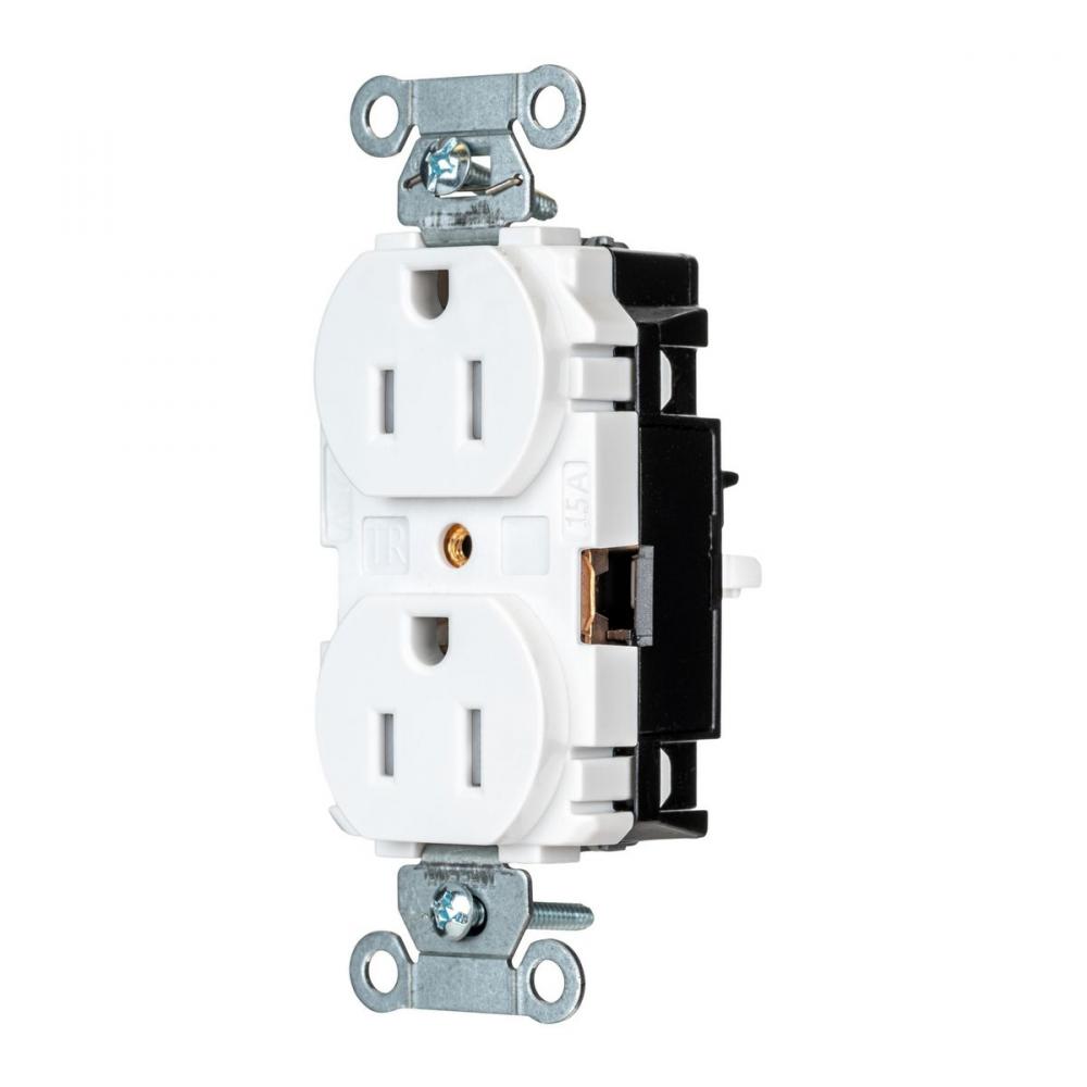 DPLX RCPT COM, TR, SPRG TRM 15A 125V, WH