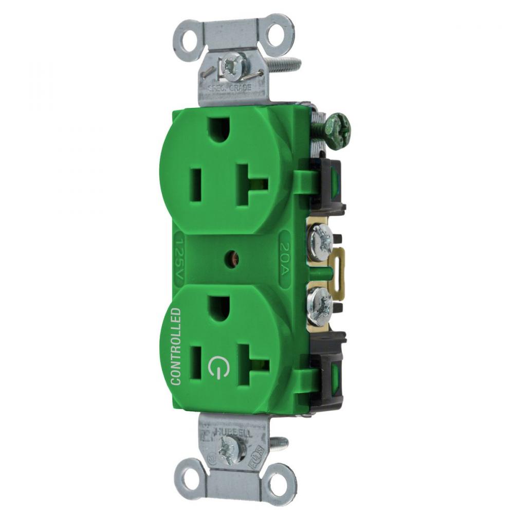 1/2 CONTROLLED 20A 125V, B/S, DUP, GN