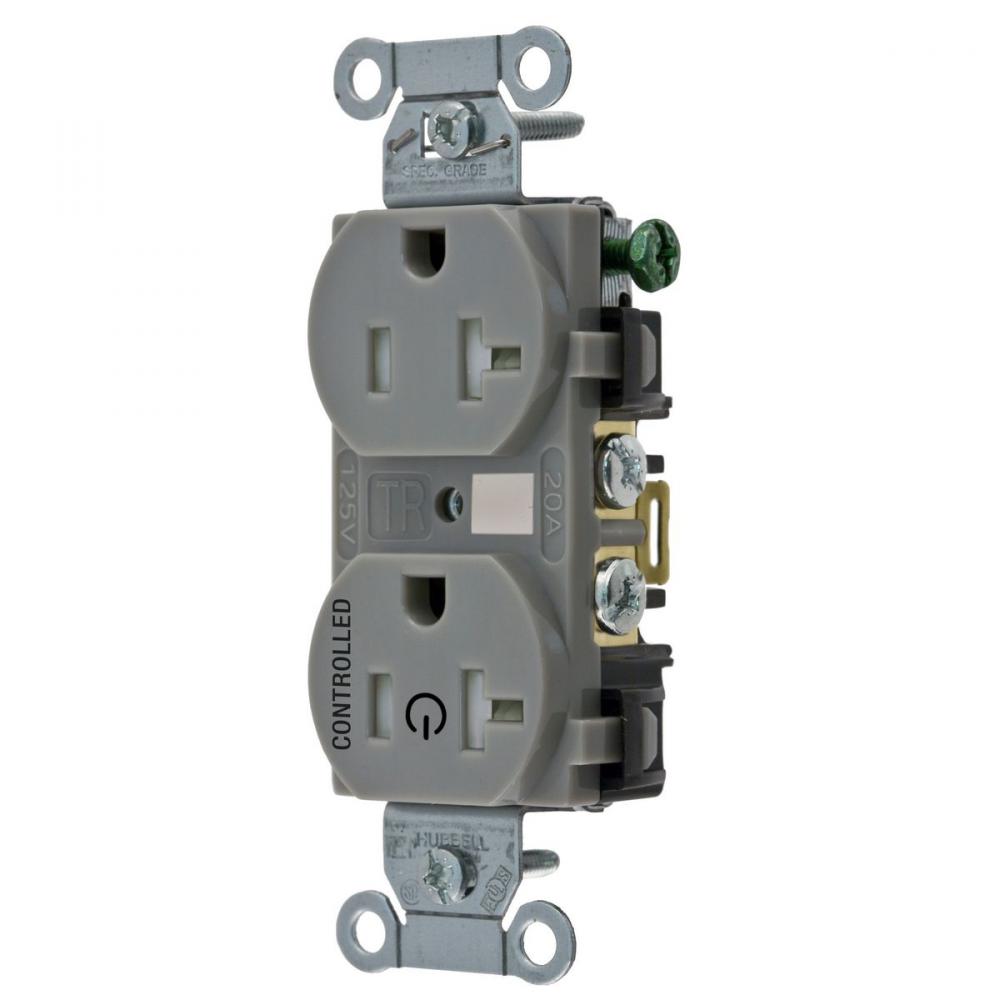 1/2 CONTROLLED 20A 125V, B/S, TR DUP, GY