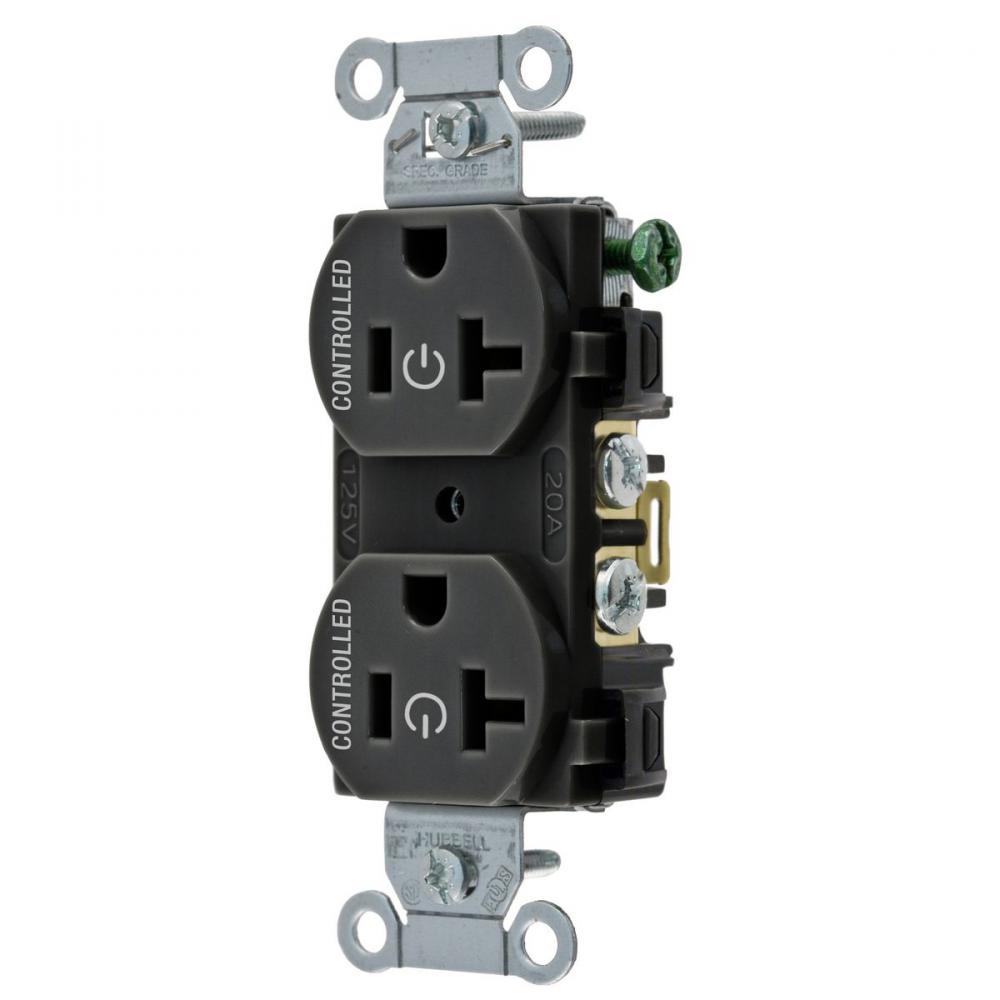 2/2 CONTROLLED 20A 125V, B/S, DUP, BK