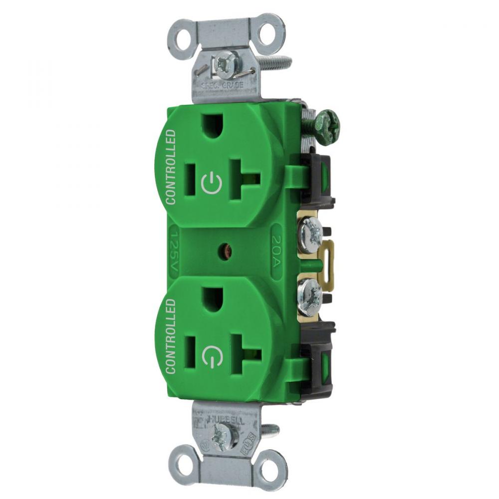 2/2 CONTROLLED 20A 125V, B/S, DUP, GN