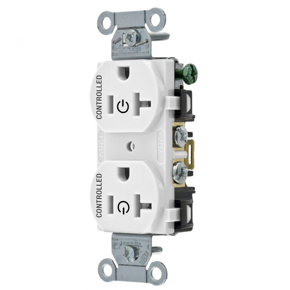 2/2 CONTROLLED 20A 125V, B/S, DUP, WH