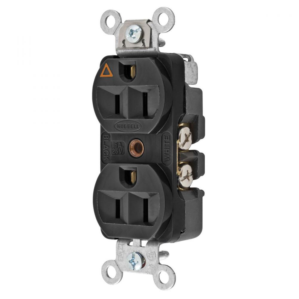 DUP RCPT, IG, CONST GRD, 15A 125V, BK
