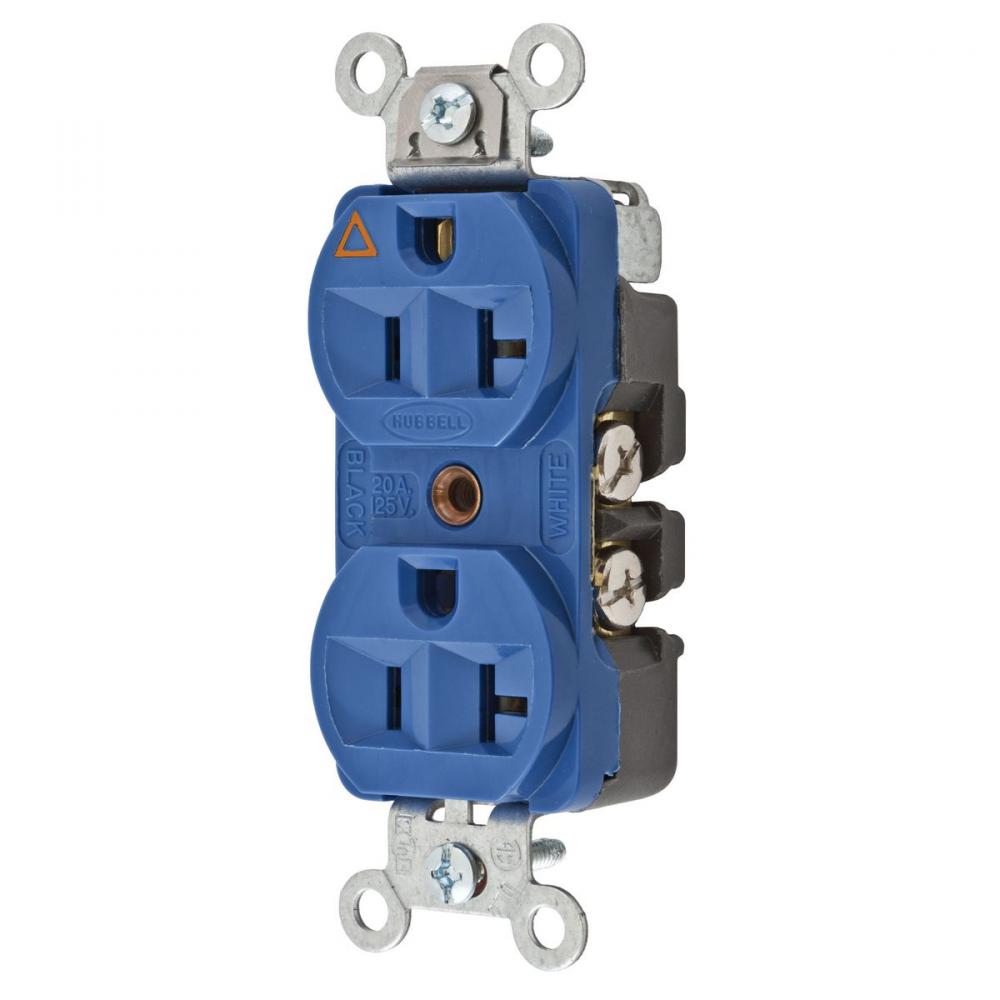 DUP RCPT, IG, CONST GRD, 20A 125V, BL