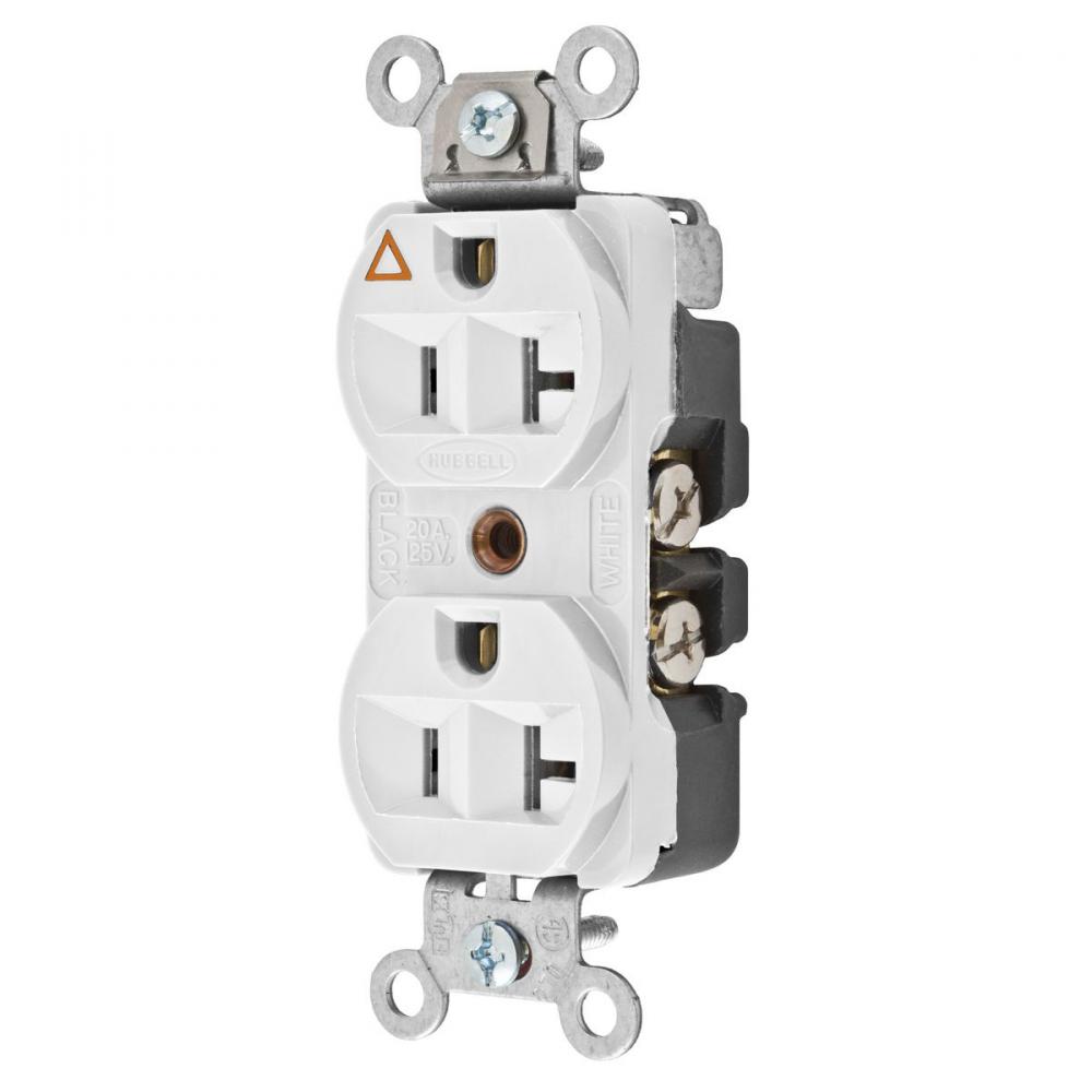DUP RCPT, IG, CONST GRD, 20A 125V, WH