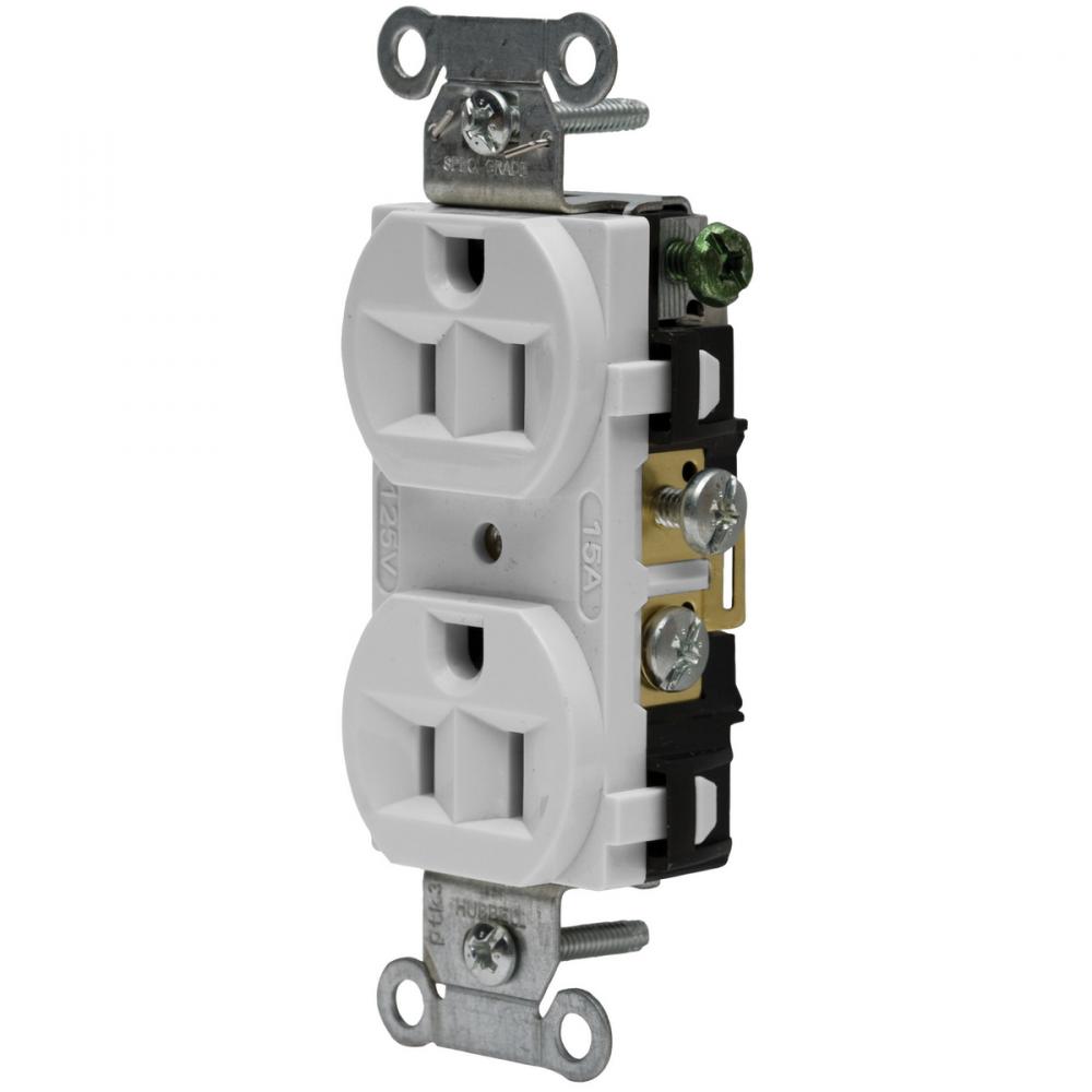 DUP RCPT, COM FG, 15A 125V, 5-15R, OW