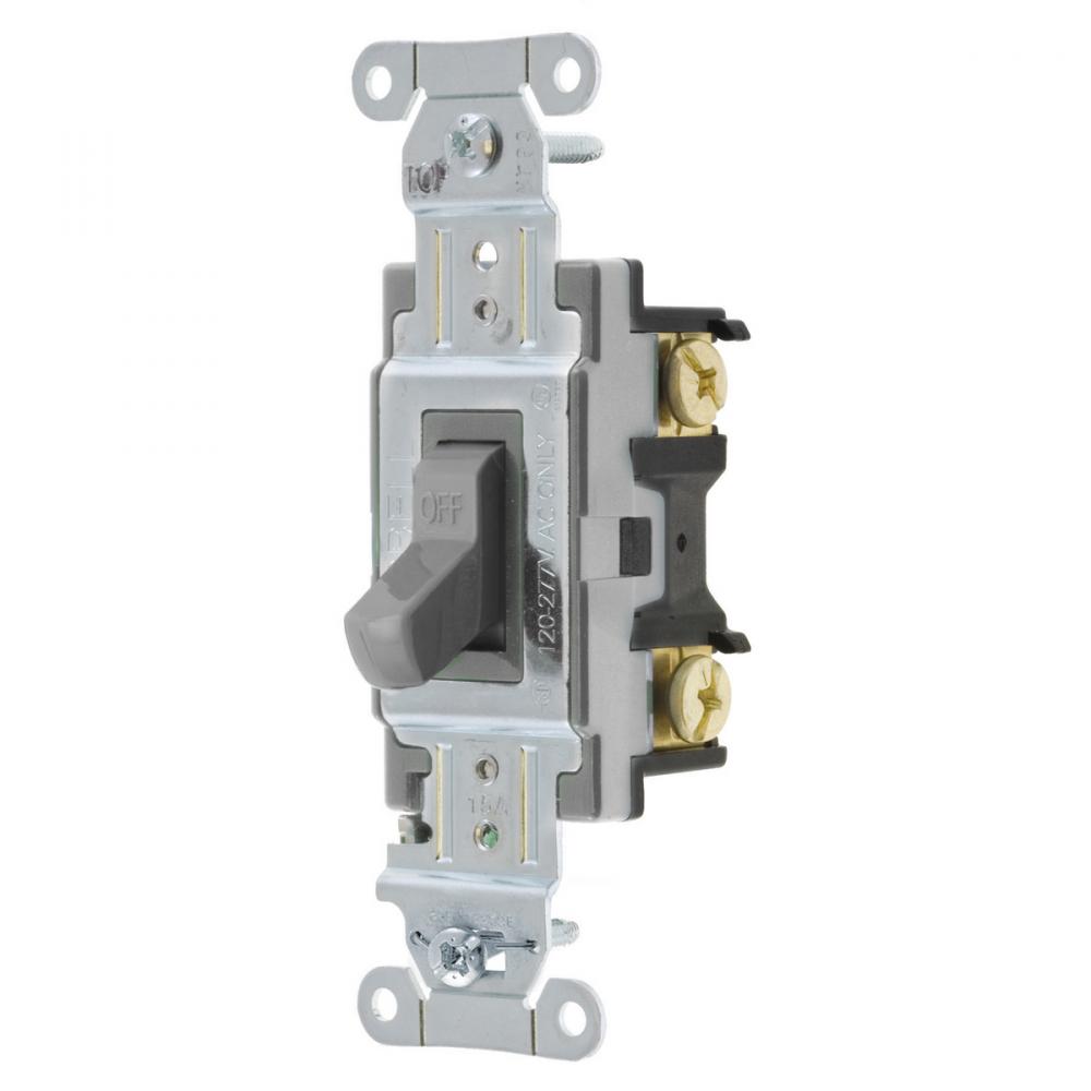SWITCH, COMM, DP, 15A 120/277V, B+S, GY
