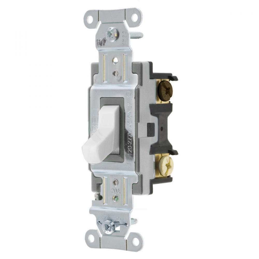 SWITCH, COMM, 3W, 20A 120/277V, B+S, WH