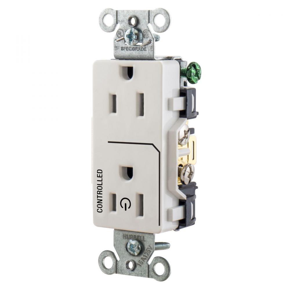 1/2 CONTROLLED 15A 125V, B/S, DECO, WH