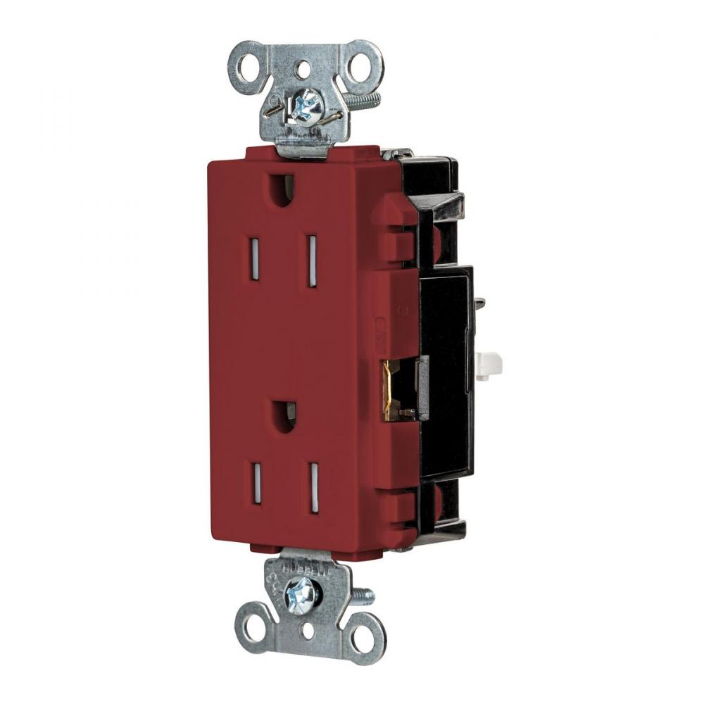 DECO RCPT COM, TR, SPRG TRM 15A 125V, RD