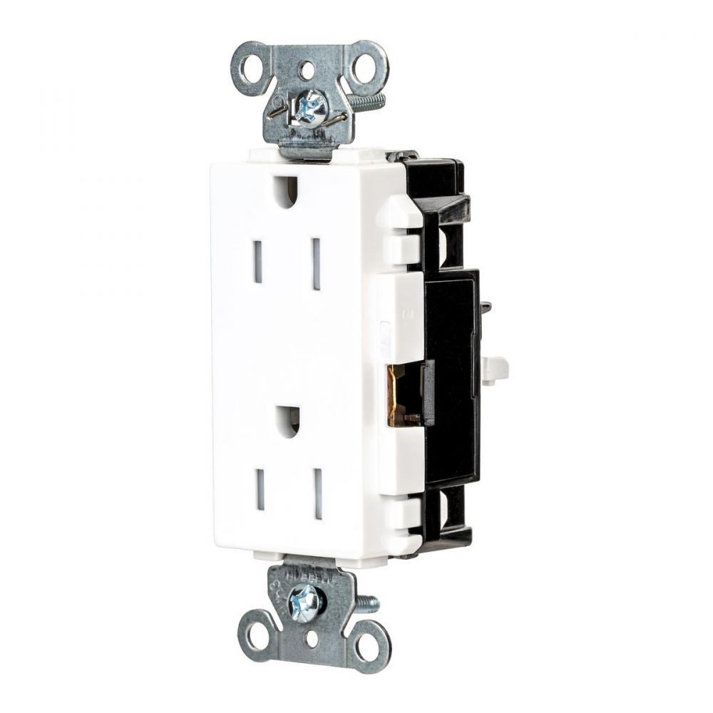 DECO RCPT COM, TR, SPRG TRM 15A 125V, WH