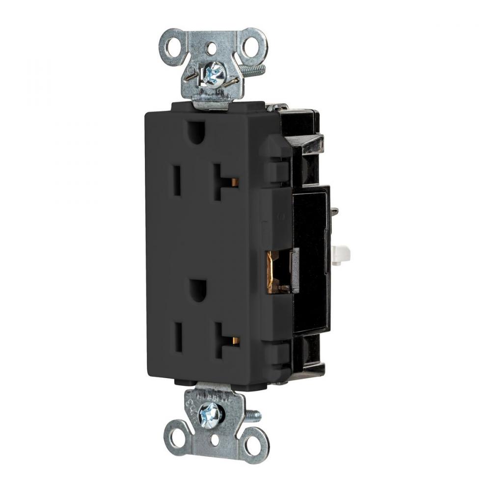 DECO RCPT, COM, SPRG TRM, 20A 125V, BK
