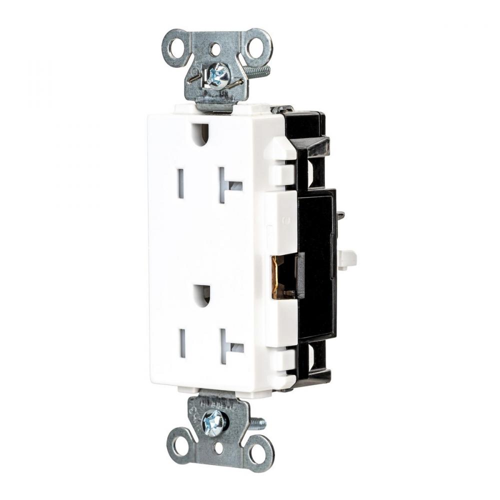 DECO RCPT COM, TR, SPRG TRM 20A 125V, WH